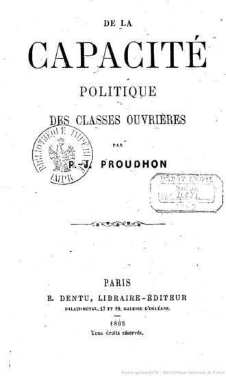 proudhon classe ouvriere